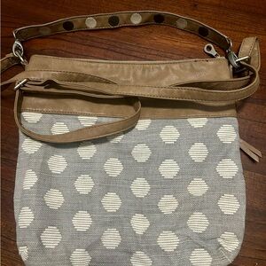RELIC Polka Dot Canvas & Faux Leather Handbag. Like new!